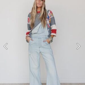 Aaron and Amber Overalls. Molly Distressed Hem Wide Leg.